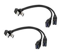 ZZHXSM Lot de 2 câbles d'extension USB 3.0 à angle droit vers le haut et vers le bas coudé à 90 degrés mâle vers femelle