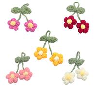 ZZHXSM Lot de 5 fleurs tricotées faites à la main avec 5 pétales de fleurs, 5 couleurs, accessoires de vêtements pour porte-clés, pendentif, sac à dos, accessoires pour cheveux, projets d'artisanat