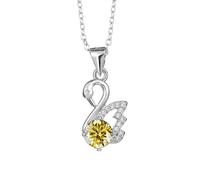 ZZHYGM Accessoires Colliers de Cygne Moisanite Collier avec 1ct d Couleur Jaune Blue/Pink Diamond Pendant, Bijoux pour Femmes Maman Girls