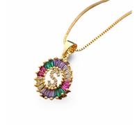 ZZHYGM Accessoires Filles AZ Lettre Initiale 26 Nom Capital Pendant Copper Zircon Collime chaîne de Couleur Gold Colli