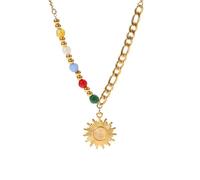 ZZHYGM Accessoires Filles pour Les Femmes, en Forme Coeur Totem Pendre de Fleur, Or, Soleil Lune Collier Sunburst