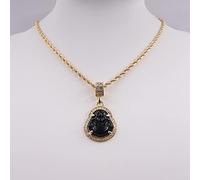 ZZHYGM Bouddha Pendant Petite Grande Taille Hip Hop Men's Women's Corde Chain Collier Crystal Iced Out Rapper Chanteur