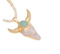 ZZHYGM Collier Memento Mori pour homme et femme, tête d'animal bohème personnalisée avec pendentif crâne exagéré, médaillon pirate, A, A