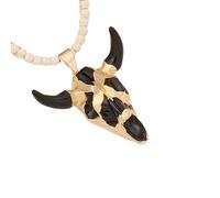ZZHYGM Collier Memento Mori pour homme et femme, tête d'animal bohème personnalisée avec pendentif crâne exagéré, médaillon pirate, A, A