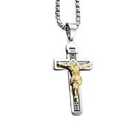 ZZHYGM Girl Produits Sterling Silver Saint Benoît chrétien Religieux avec sur Elle - Amulet catholique Crucifix Pendant Men, Jésus Cross Collier pour