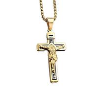 ZZHYGM Girl Produits Sterling Silver Saint Benoît chrétien Religieux avec sur Elle - Amulet catholique Crucifix Pendant Men, Jésus Cross Collier pour