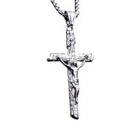 ZZHYGM Girl Produits Sterling Silver Saint Benoît chrétien Religieux avec sur Elle - Amulet catholique Crucifix Pendant Men, Jésus Cross Collier pour