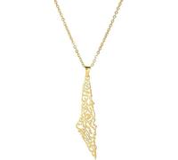 ZZHYGM GSZCCZS Collier Pendentif cartographie de Palestine en Acier Inoxydable Vintage en Or 18K