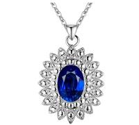 ZZHYGM Necklace de Perles colorées gemmes pour Femmes émeraude Pierre Rubis émeraude Topaze Soleil Fleur d'oranger 26 * 37mm 925 45cm