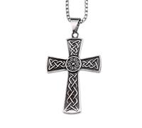 ZZHYGM Produits de Fille Sterling Silver Nordic Viking pour Les Hommes, Biker Amulet Pendant - Men's Celtic Irish Cross Collier Femme Birthday