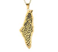 ZZHYGM Produits de Filles 925 Hommes argentés Sterling, Carte Suspendue Arabe Bijoux Africain, pour Les Femmes, Collier en Palestine Cadeaux en Or