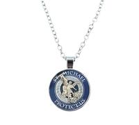ZZHYGM Produits de Filles 925 Silver Sterling pour Les Femmes Les Hommes, Glass Gem Archange .Michael Protect Me Shield Protection Charm, Collier, Saint Michael Pendant