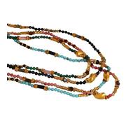 ZZHYGM Unisexe Stainles Stell Wild & Bohemian rétro Perles Pierre Naturelle Colliers en Acier Inoxydable
