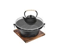 ZZHYTANG Brasero à Charbon en Fonte avec Théière 900ML, 3 Tailles Poêle à Thé Intérieur Portable for Chauffage Maison et Barbecue Table(23cm)