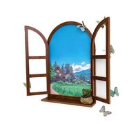 ZZHYTANG Déco Murale Fausse fenêtre Arche avec Tablette, Paysage Vintage