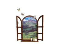 ZZHYTANG Déco Murale Fausse fenêtre Arche avec Tablette, Paysage Vintage