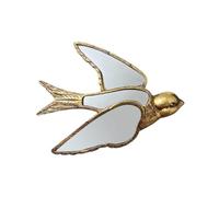 ZZHYTANG Décoration Murale Vintage en résine dorée, Ensemble d'ornements Miroir Libellule et Hirondelle, Sculpture d'insecte et Oiseau for Salon(B)