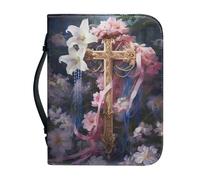 ZZHYTANG Étui de Couverture biblique for Femmes, kit de journalisation, Sac de Transport de Livres Portable avec Fournitures d'étude biblique, Sac d'église, Cadeaux chrétiens, DIY(Pattern D,30.5CM)