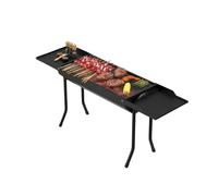 ZZHYTANG Grill Barbecue au Charbon Pliable 85×25,5×43CM avec Deux tablettes latérales, Barbecue épais Portable for Camping extérieur et préparation du thé(Noir)