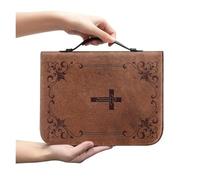 ZZHYTANG Housse de Bible for Femme - Étui Portable en Cuir PU de qualité supérieure avec poignée, Poche zippée, Taille Standard et Accessoires bibliques, for église/dévotion/étude(E,10.2in)