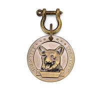ZZHYTANG Médaillon Rond Relief for Chien, Plaque d'identification en Laiton et Acier Inoxydable Anti-Perte, diamètre 4,5cm, gravurable avec tête de Race Canine, Personnalisable DIY(Dog Breed 13)