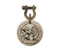 ZZHYTANG Médaillon Rond Relief for Chien, Plaque d'identification en Laiton et Acier Inoxydable Anti-Perte, diamètre 4,5cm, gravurable avec tête de Race Canine, Personnalisable DIY(Standard Model)