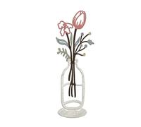ZZHYTANG Metal Flower in Vase Desktop Ornament, 2D Flat Iron Art Silhouette Tabletop Decor for Office Desk Shelf Shelf - Space-Saving Minimalist Home Decoration(Pic 2)
