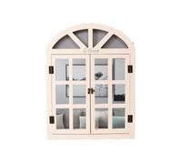 ZZHYTANG Miroir Mural & Tableau Noir en Arche en Bois, 4 Modèles for Maison | Structure MDF robuste, 4 options : miroir ou ardoise en blanc crème ou bleu. Charnières rétro et crochets intégrés(Beige,A)