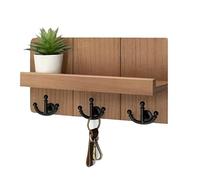 ZZHYTANG Organisateur D’entrée en Bois Mural avec Étagère Et 3 Crochets Triples - Porte-clés Rustique, Trieur De Courrier, Étagère Flottante for Plantes, Photos Et Sacs(Marron)
