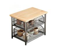 ZZHYTANG Support for Machine à café avec tiroirs, Organisateur de Station de café à 1/2 Niveaux, étagère de comptoir for Tasses, Capsules, Machine à Expresso, Rangement Cuisine(Bois,Two-Story)