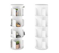 ZZINOKE Bibliothèque Rotative, 4 Niveaux et 16 Compartiments, Base Ronde rotative à 360°, Convient pour Salon, Chambre, Bureau, Chambre d'enfant, 39×128cm (φ×H), Blanc