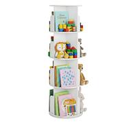 ZZINOKE Enfant Bibliothèque Pivotante, 360° Rotative, 4 Niveaux, Étagère à Jouets, Bibliothèque Enfant pour Chambres d'enfants, Bibliotheque Enfant et Salon, Ronde, Blanc