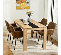 ZZINOKE Ensemble 1 Table et 4 Chaises, Table a Manger:110x70x75cm, Chaise:57x40x78cm, Table Rectangulaire 110cm (MDF Épais), Chaises Suède Brun, idéal pour Salle à Manger, Cuisine et Salon，Brun-2