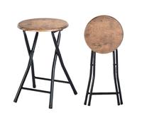 ZZINOKE Lot de 2 Tabouret Pliant,Aucun Assemblage Requis, Tabouret Pliant Portable, 30×30×46cm,Adapté à La Cuisine, Au Bistro, Au Jardin Et à l'Extérieur (Marron Vintage et Noir)