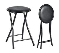 ZZINOKE Lot de 2 Tabouret Pliant, Aucun Assemblage Requis,Tabouret Pliant Portable avec Rembourrage Et Repose-Pieds, 30×30×46cm,Adaptés pour La Cuisine, Le Bistro, Le Jardin Et l'Extérieur (Noir)