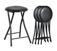 ZZINOKE Lot de 4 Tabouret Pliant,sans Dossier,Aucun Assemblage Requis,30×30×46cm,avec Rembourrage Et Repose-Pieds, Adaptés pour Cuisine, Bistro, Jardin Et l'Extérieur (Noir)