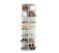 ZZINOKE Rangement Chaussures Tournant, 7 étages, 28 Compartiments,Matériau MDF, Organisateur Vertical pour Sacs à Main, étagère Tournante, Gain de Place, Blanc, φ59 cm x H161,8 cm