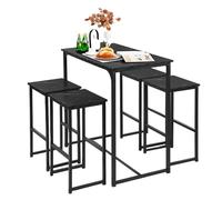 ZZINOKE Table Haute de Bar avec 4 Tabourets, Ensemble Table et Chaises pour Cuisine, Table Gain de Place 4 Personnes, Style Industriel Noir, Table Haute 100×50×90 cm avec Repose-Pieds