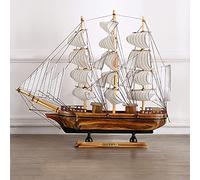 ZZJCY Décoration De Modèle De Voilier, Mini Voilier en Bois avec Fabrication Artisanale Et Peint Lisse, Décor De Fête Nautique De Plage pour Table, Centre De Table, Cadeau Et Souvenir,B,40cm