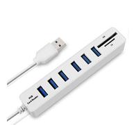 ZZjingli Accessoires informatiques Splitter Multi USB 2.0 Hub USB Haute Vitesse 6 Ports avec TF Lecteur de Carte SD (Noir) (Blanc) (Color : White)