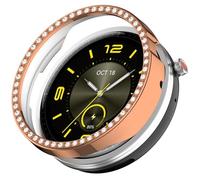 ZZjingli for Honor Watch Fit Élégante Coque de Montre Creuse en TPU à Demi-Couverture en Diamant à Une rangée(Rose Gold)
