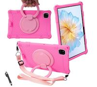 zZjoOoj Adapté aux Enfants Coque pour Headwolf Fpad7/AllDOCUBE iPlay 60 mini/60 Mini Pro/60 Mini Turbo, Housse Étui de Protecteur Antichoc Silicone Pochette avec Bandoulière et Stylet - Rose