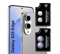 zZjoOoj Caméra Arrière Protecteur pour Samsung Galaxy S25 Edge, Couverture Anneau Alliage Aluminium en Verre Trempé 9H, Protection Individuelle, Protector Caméra pour Tout Coque,Multicolores & Noir