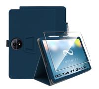 zZjoOoj Coque de protection compatible avec TCL Tab 11 Gen 2 / TCL Tab 11 FE 11 pouces, protection pour tablette avec 1 pièce de film anti-rayures 9H, fonction de support vertical, bleu marine