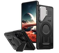 zZjoOoj Coque for Samsung Galaxy S25 Ultra, Compatible with MagSafe, Samsung S25 Ultra Stand Mobile Phone Housse, Magnetic Shockproof Protective Etui,Black
