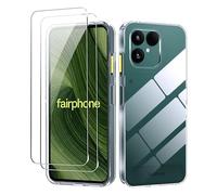 zZjoOoj Coque pour Fairphone 6 + 2 Pièces Verre Trempé Protection écran, Ultra Transparent Étui de Protection en Silicone Antichoc, Clair Mince Souple TPU Bumper Housse