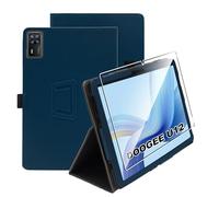 zZjoOoj Coque pour Tablette DOOGEE U12 12 Pouces,Case Protection Housse Premium en Cuir PU,Fin Étui avec Verre Trempé avec Fonction Support,Bleu Marine