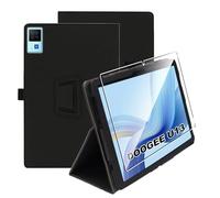 zZjoOoj Coque pour Tablette DOOGEE U13 13 Pouces,Case Protection Housse Premium en Cuir PU,Fin Étui avec Verre Trempé avec Fonction Support,Noir