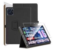 zZjoOoj Étui de protection pour tablette Doogee Tab G6/TABWEE T90/KINGRID T90 11", ultra fin, en polyuréthane, avec 1 film anti-rayures de dureté 9H, fonction support vertical et dragonne, noir