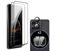 zZjoOoj Film de protection d'écran pour Motorola Moto G75 5G, Pack de 2 films en verre trempé, 2 pièces individuelles avec anneau métallique pour protection de l'appareil photo, protection